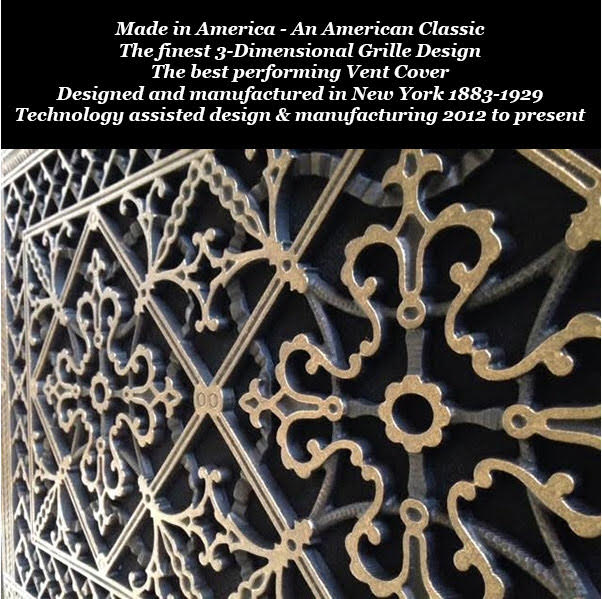 Closeup details of our Arts and Crafts Historic Preservation decorative grilles.