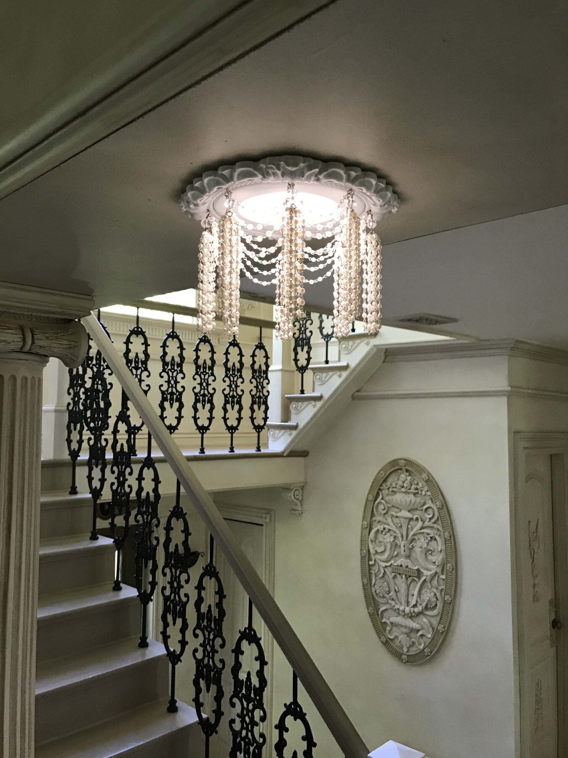 Decorative Recessed Chandelier for stairway.