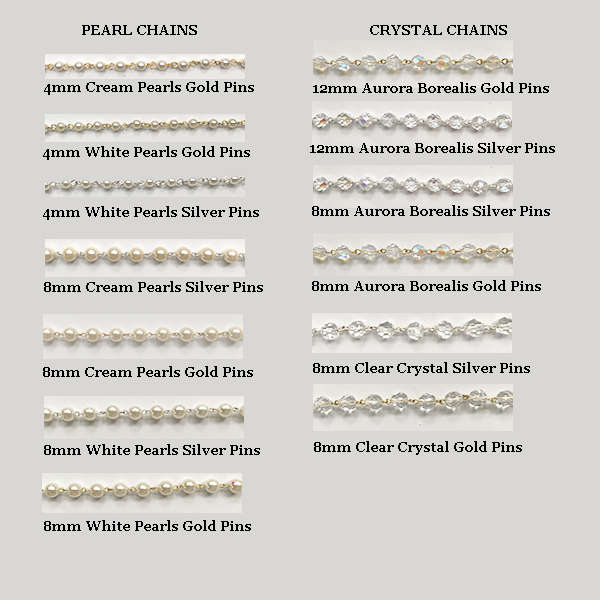 Recessed Chandelier crystal and pearl chain options.