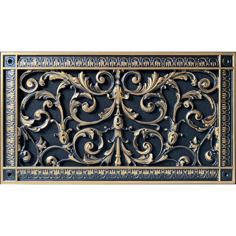 Decorative Grille Louis XIV style 8" x 16" in Antique Brass finish.