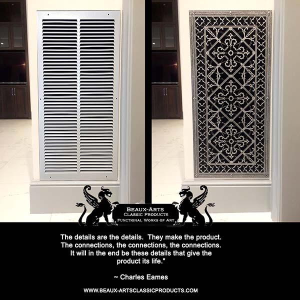 Before and after pictures of our Craftsman style Arts and Crafts decorative grille.