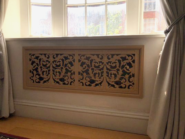 French style Louis XIV decorative radiator cabinet grille in a custom size and finish.