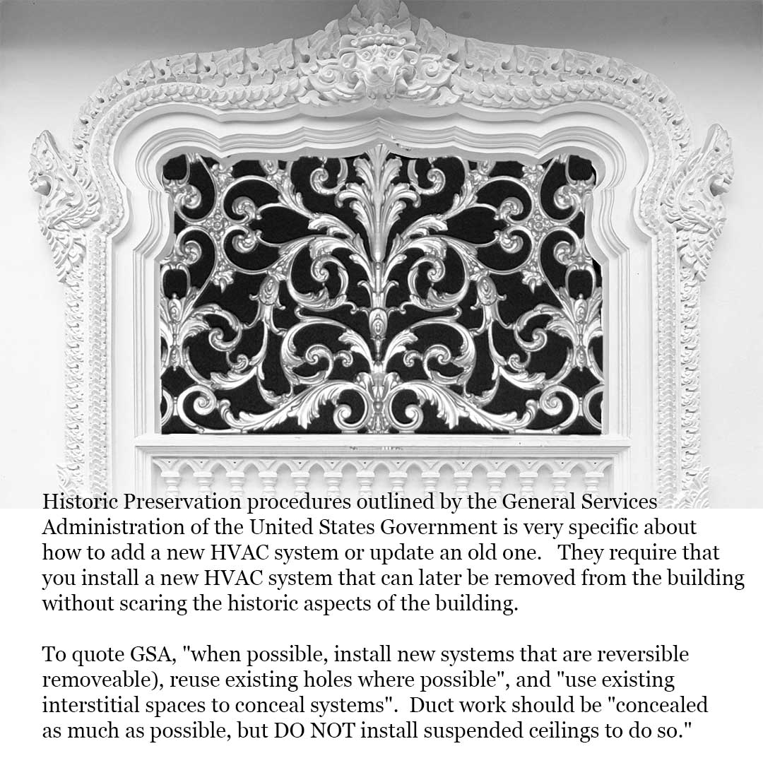 Our decorative grilles can be used for Historic Preservation projects.